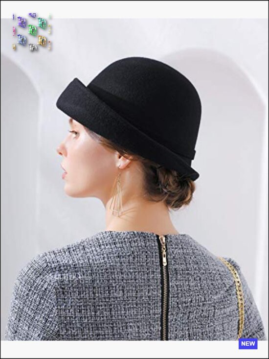 Vintage Wool Felt Bucket Cloche Bowler Hat Church Wedding Dress Fascinator main image 5